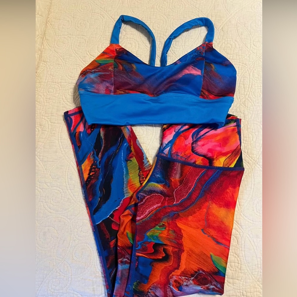 Alayna K Art Colorful Abstract Sports Bra and Leggings Set